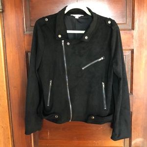 Moto style faux suede jacket, size large